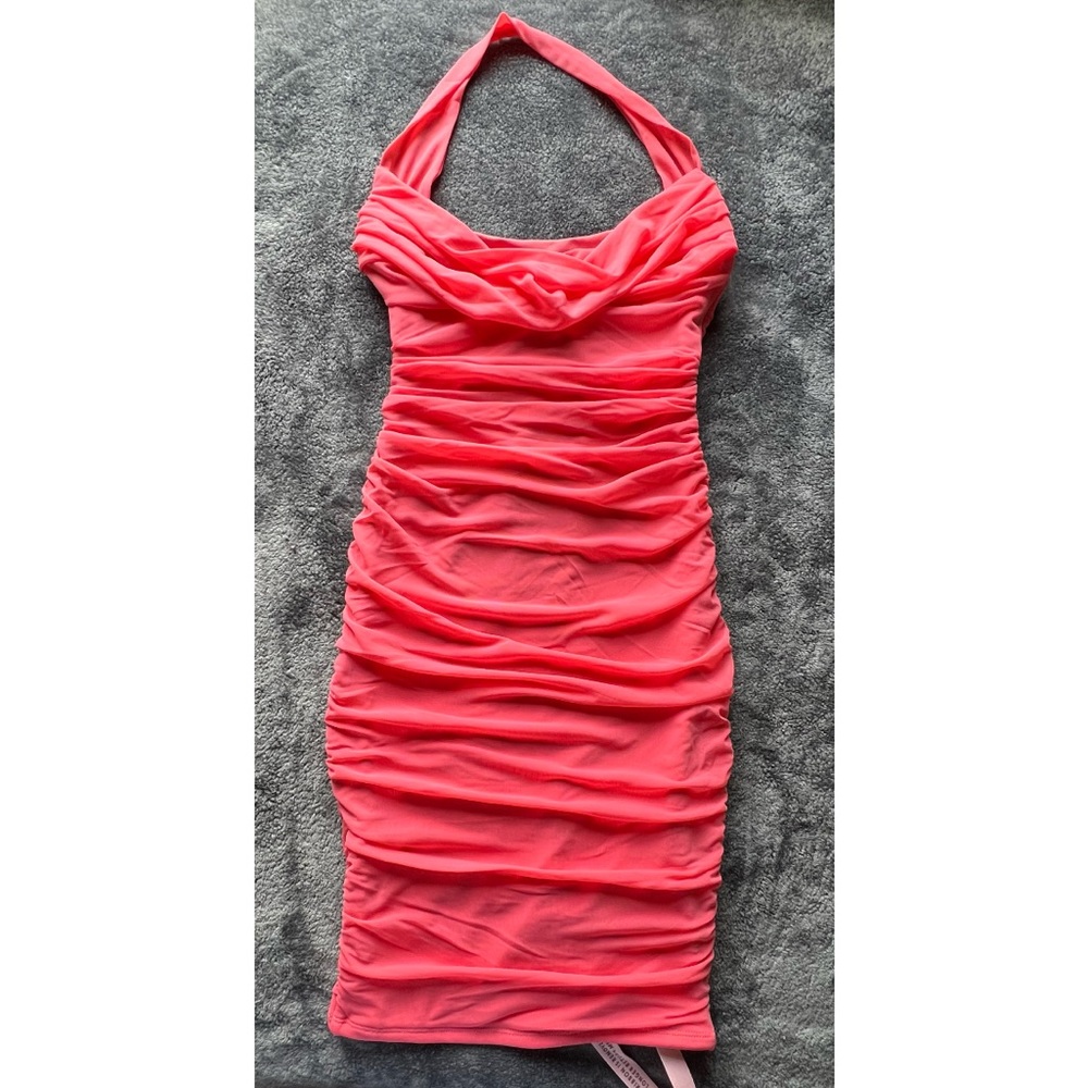 Oh Polly Not A Love Story Ruched Pink Mini Dress